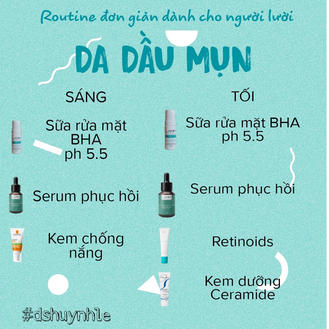 Routine chăm sóc da dầu mụn cơ bản - LAMM Cosmeceuticals 